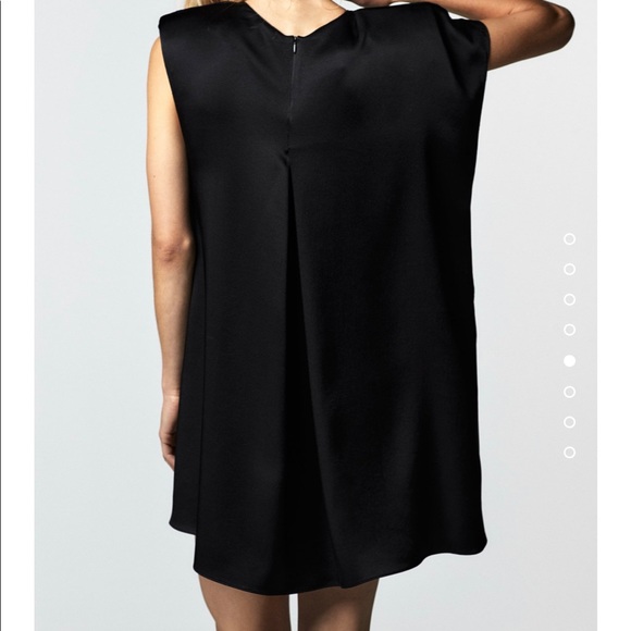 ZARA ASYMMETRICAL SATIN EFFECT DRESS sleeveless Size Xs NWT Black - Picture 5 of 8
